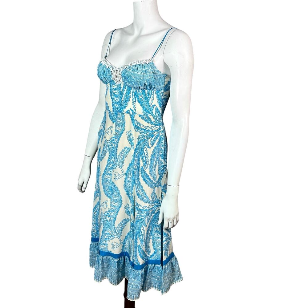 Tracy Reese dress size 2 Y2K maxi slip beaded corset cream silk vintage milkmaid